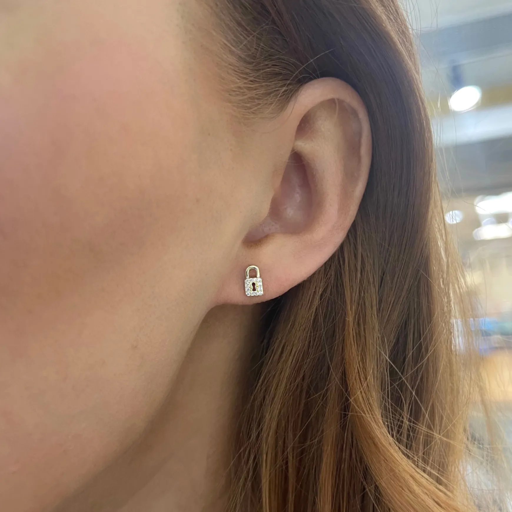 "Lock It Up" Diamond Stud Earrings