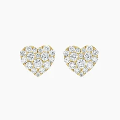 "Love You More" Diamond Heart Stud Earrings