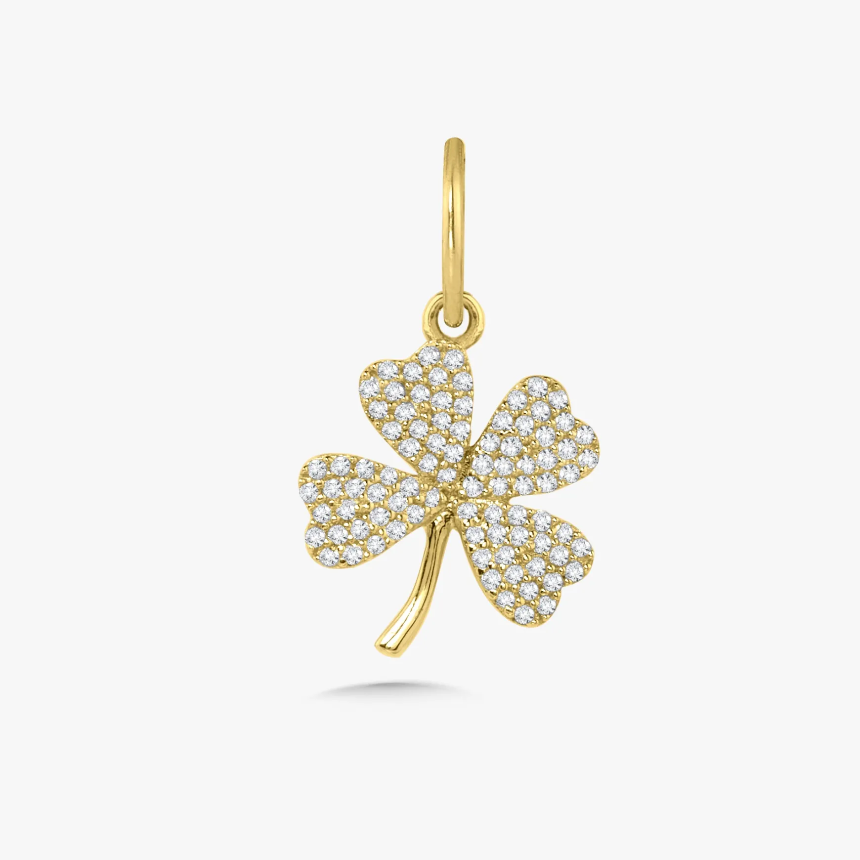 "Lucky" Four Leaf Clover Diamond Charm