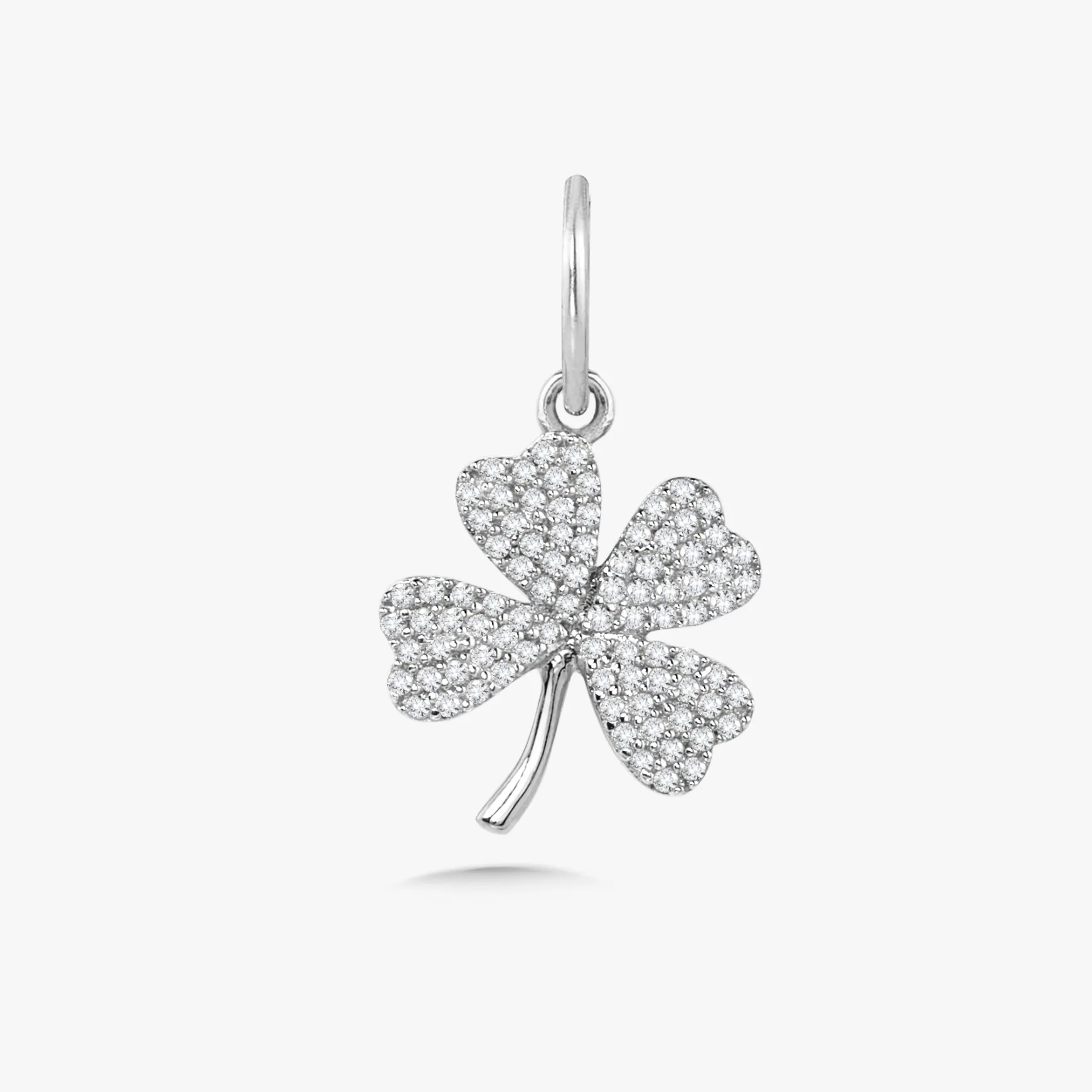 "Lucky" Four Leaf Clover Diamond Charm