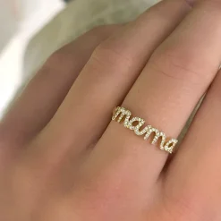 "Mama" Script Diamond Ring