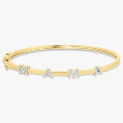"MAMA" Station Diamond Bangle Bracelet
