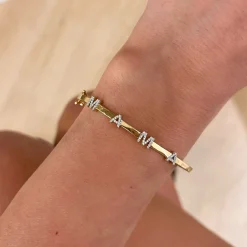 "MAMA" Station Diamond Bangle Bracelet