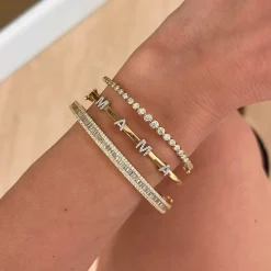 "MAMA" Station Diamond Bangle Bracelet