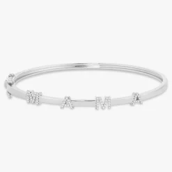 "MAMA" Station Diamond Bangle Bracelet