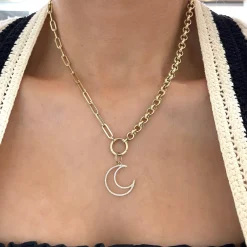 "Moon Eyes" Diamond Crescent Moon Charm