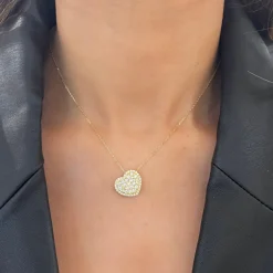 "With Love" Pave Heart With Halo Necklace
