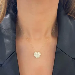 "With Love" Pave Heart With Halo Necklace