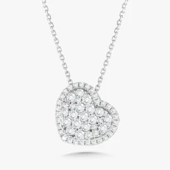 "With Love" Pave Heart With Halo Necklace