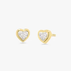 Ravayna Bezel Heart Diamond Stud Earrings