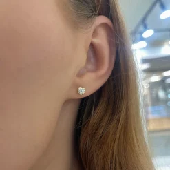 Ravayna Bezel Heart Diamond Stud Earrings