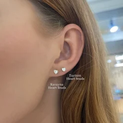 Ravayna Bezel Heart Diamond Stud Earrings