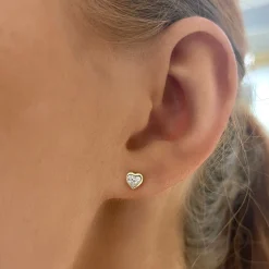Ravayna Bezel Heart Diamond Stud Earrings