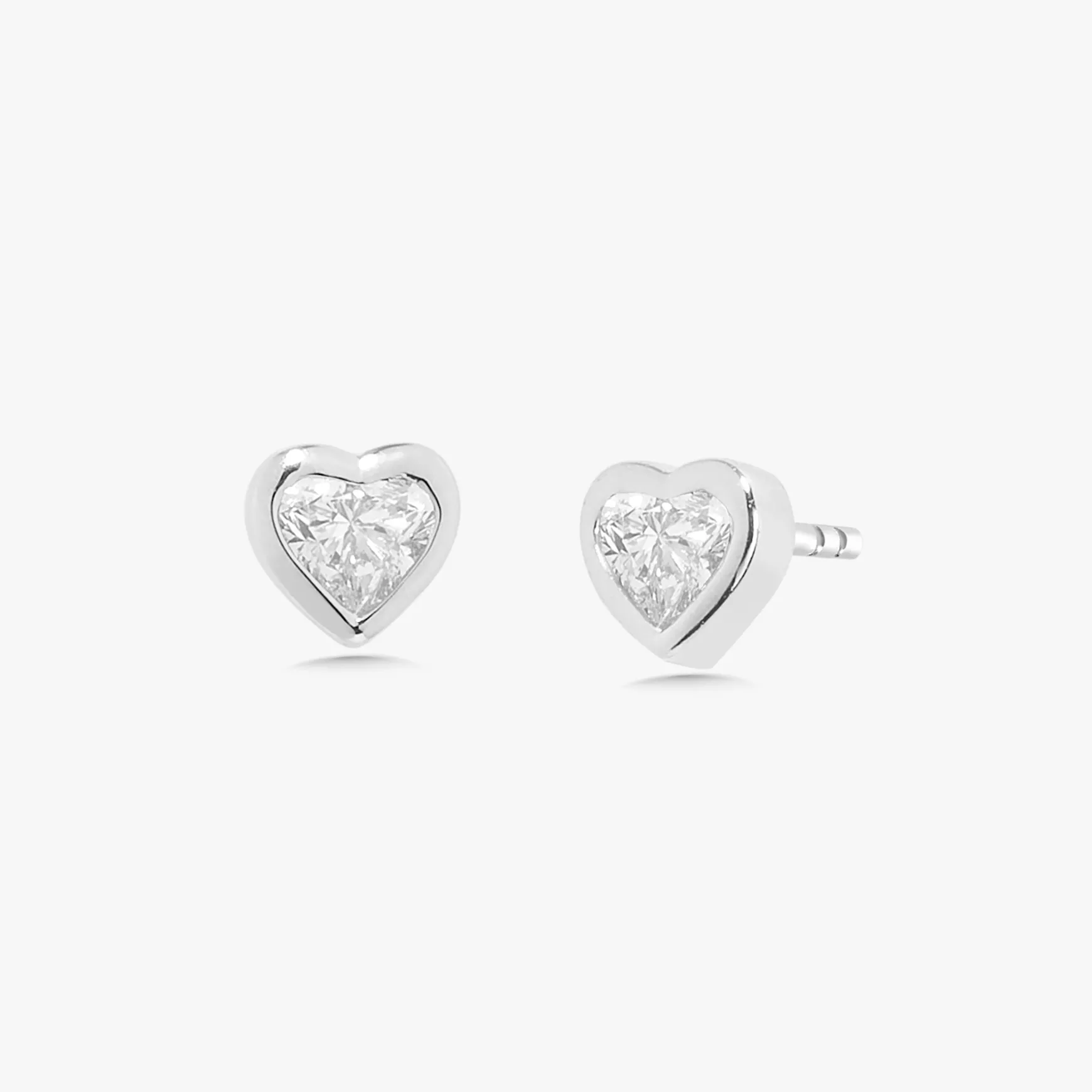 Ravayna Bezel Heart Diamond Stud Earrings