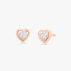 Ravayna Bezel Heart Diamond Stud Earrings