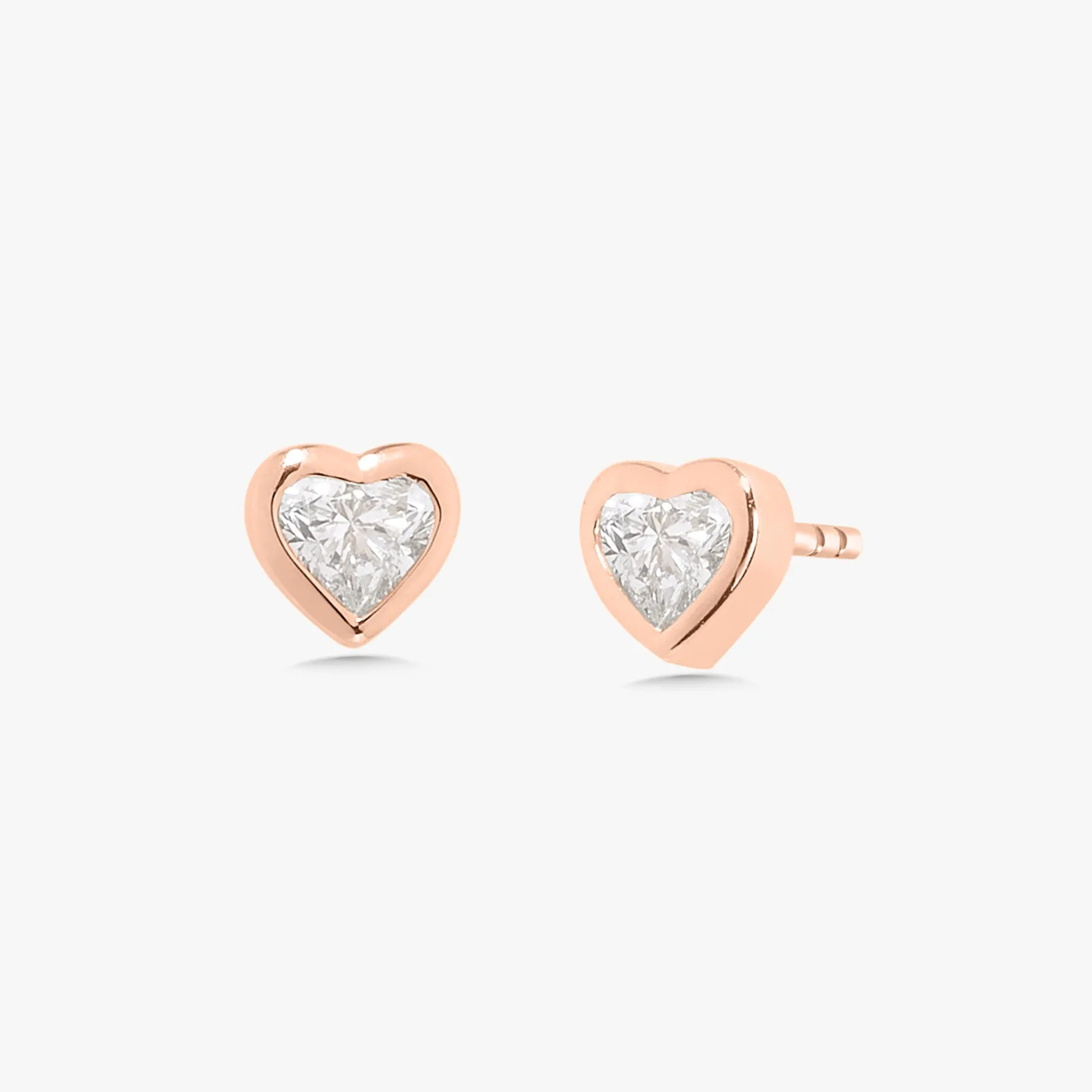 Ravayna Bezel Heart Diamond Stud Earrings