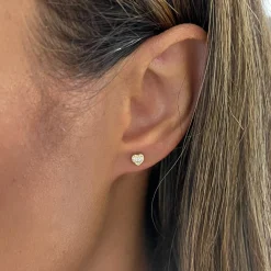 Ravayna Bezel Heart Diamond Stud Earrings