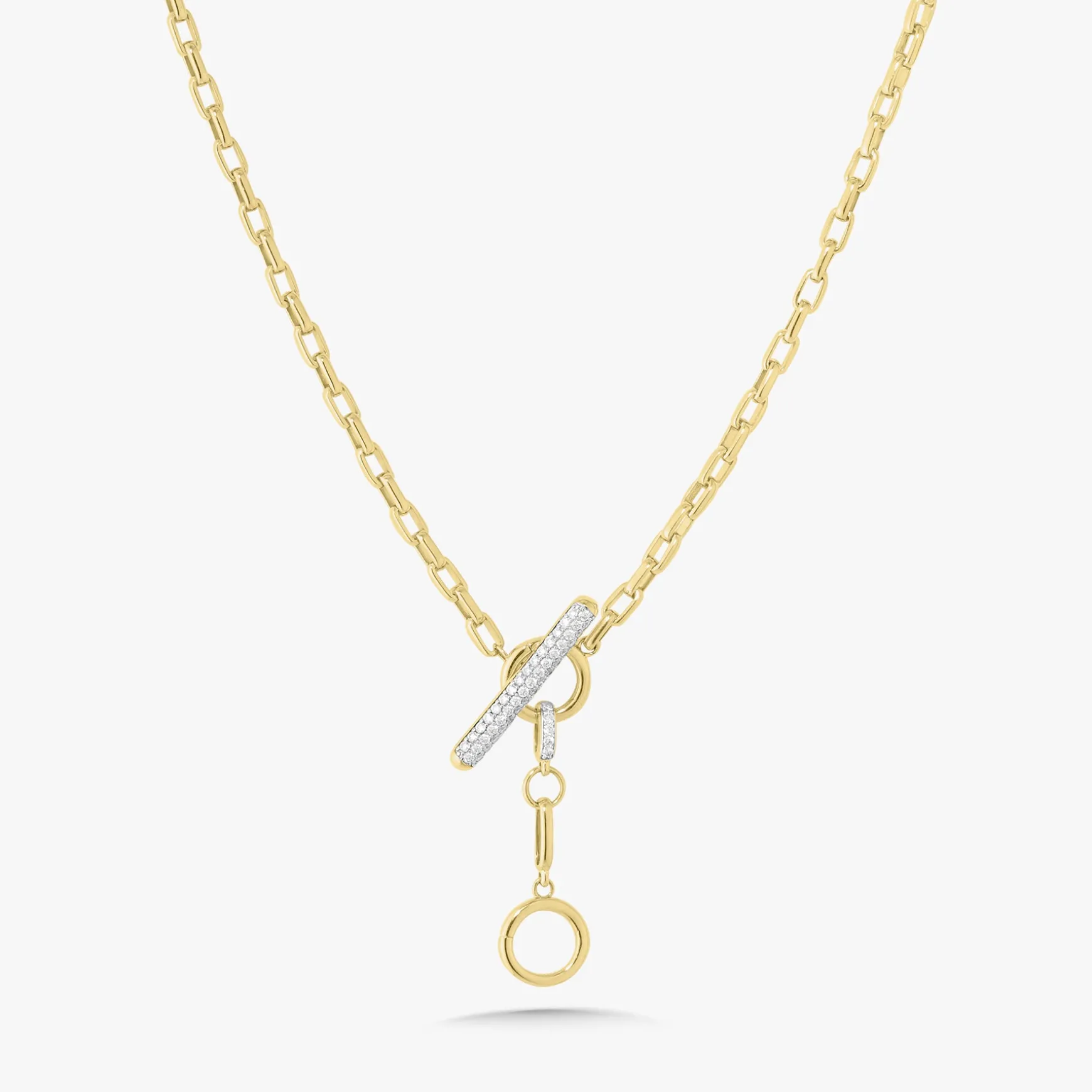 Rectangle Rolo Chain With Diamond Toggle & Removable Lariat