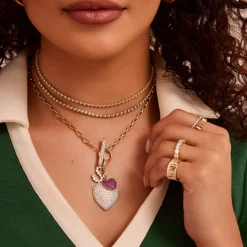 Rectangle Rolo Chain With Diamond Toggle & Removable Lariat