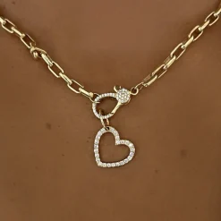 Rectangle Rolo Chain with Pave Diamond Lobster Clasp