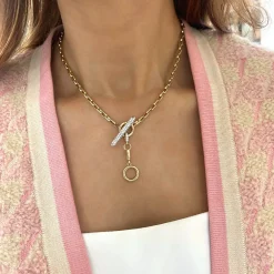 Rectangle Rolo Chain With Diamond Toggle & Removable Lariat