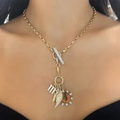 Rectangle Rolo Chain With Diamond Toggle & Removable Lariat