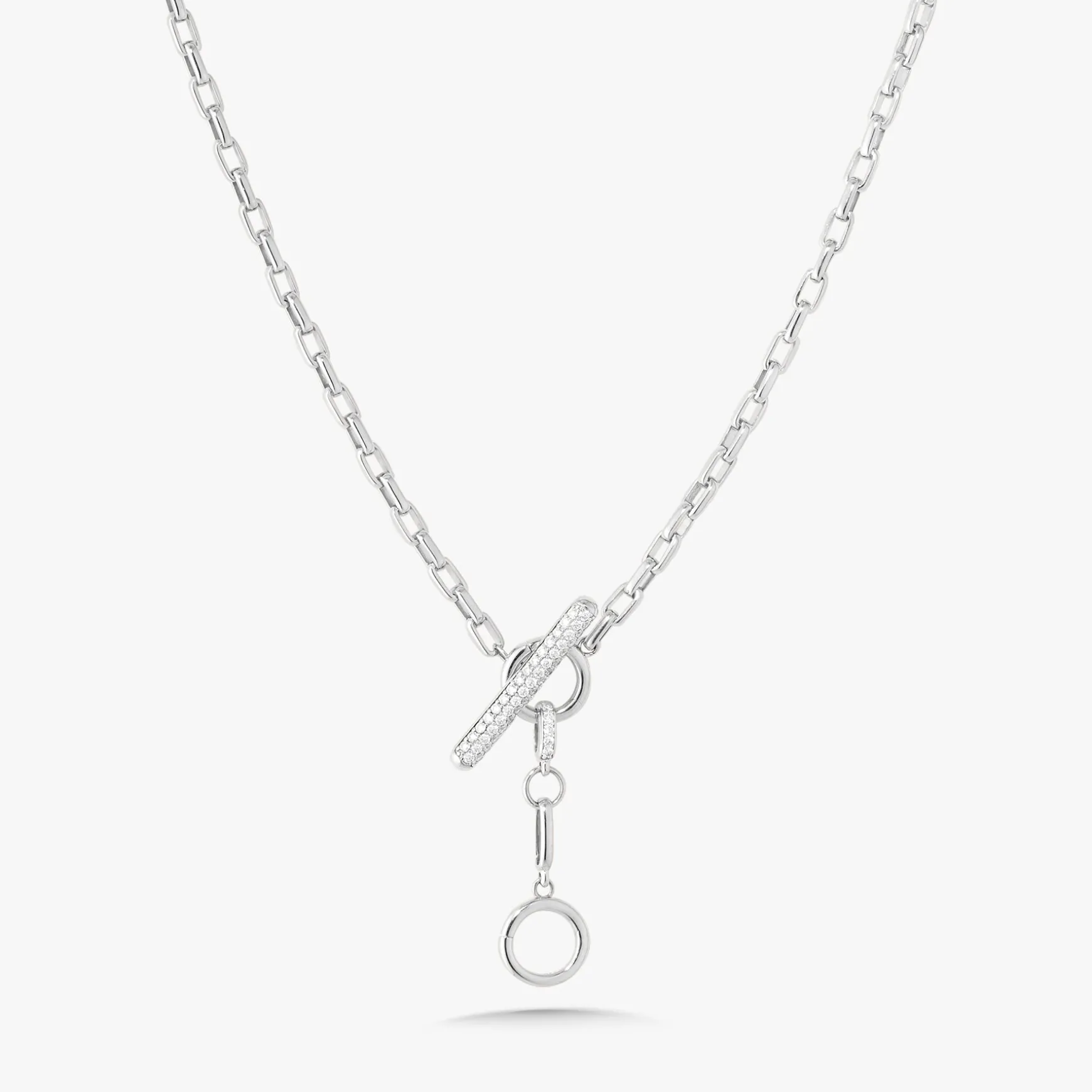 Rectangle Rolo Chain With Diamond Toggle & Removable Lariat