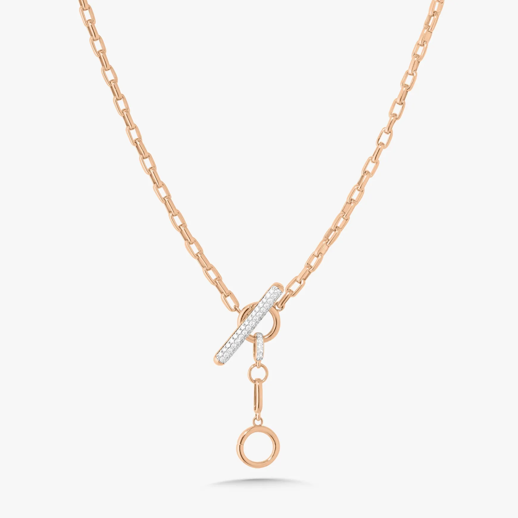 Rectangle Rolo Chain With Diamond Toggle & Removable Lariat