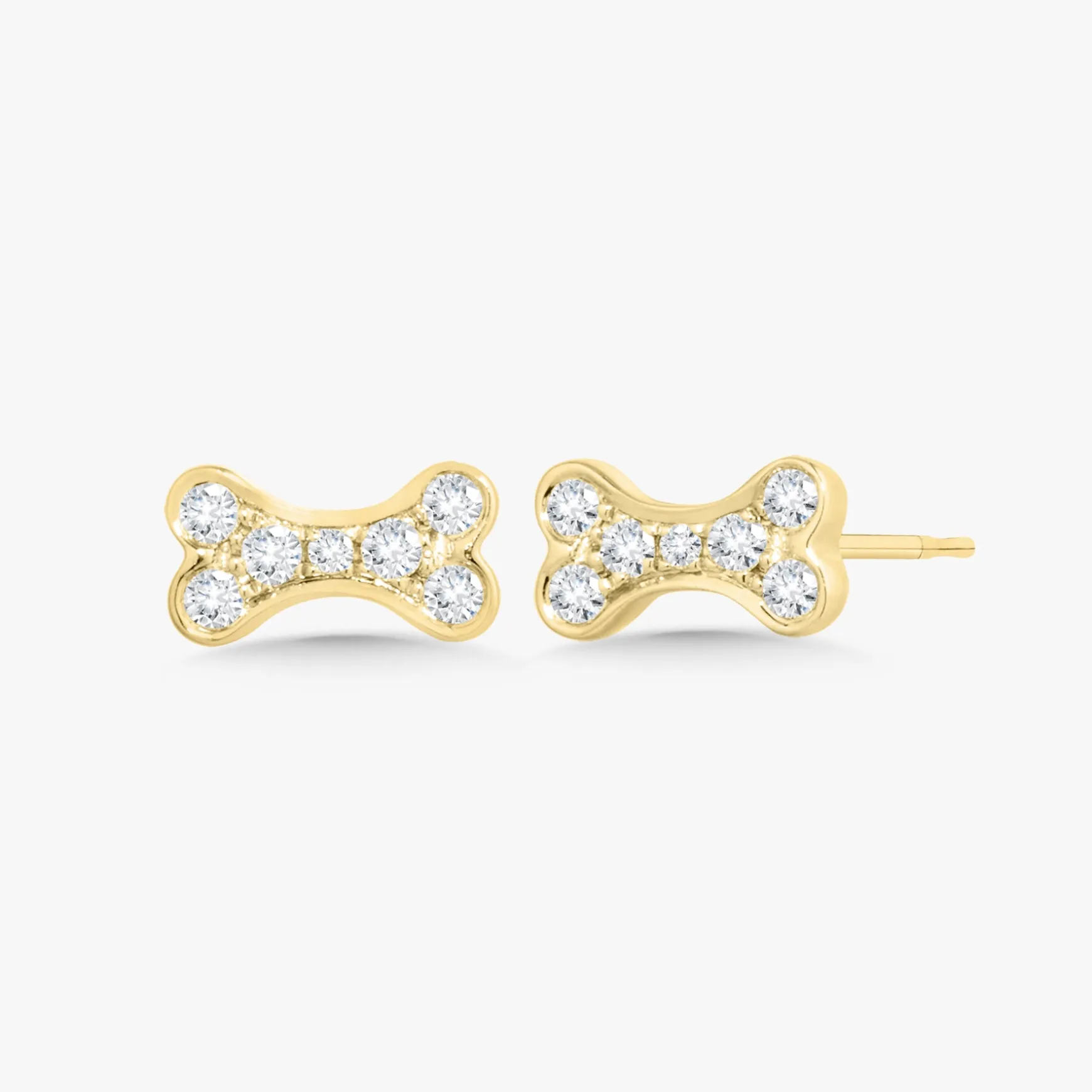 Remi Tiny Diamond Dog Bone Stud Earrings