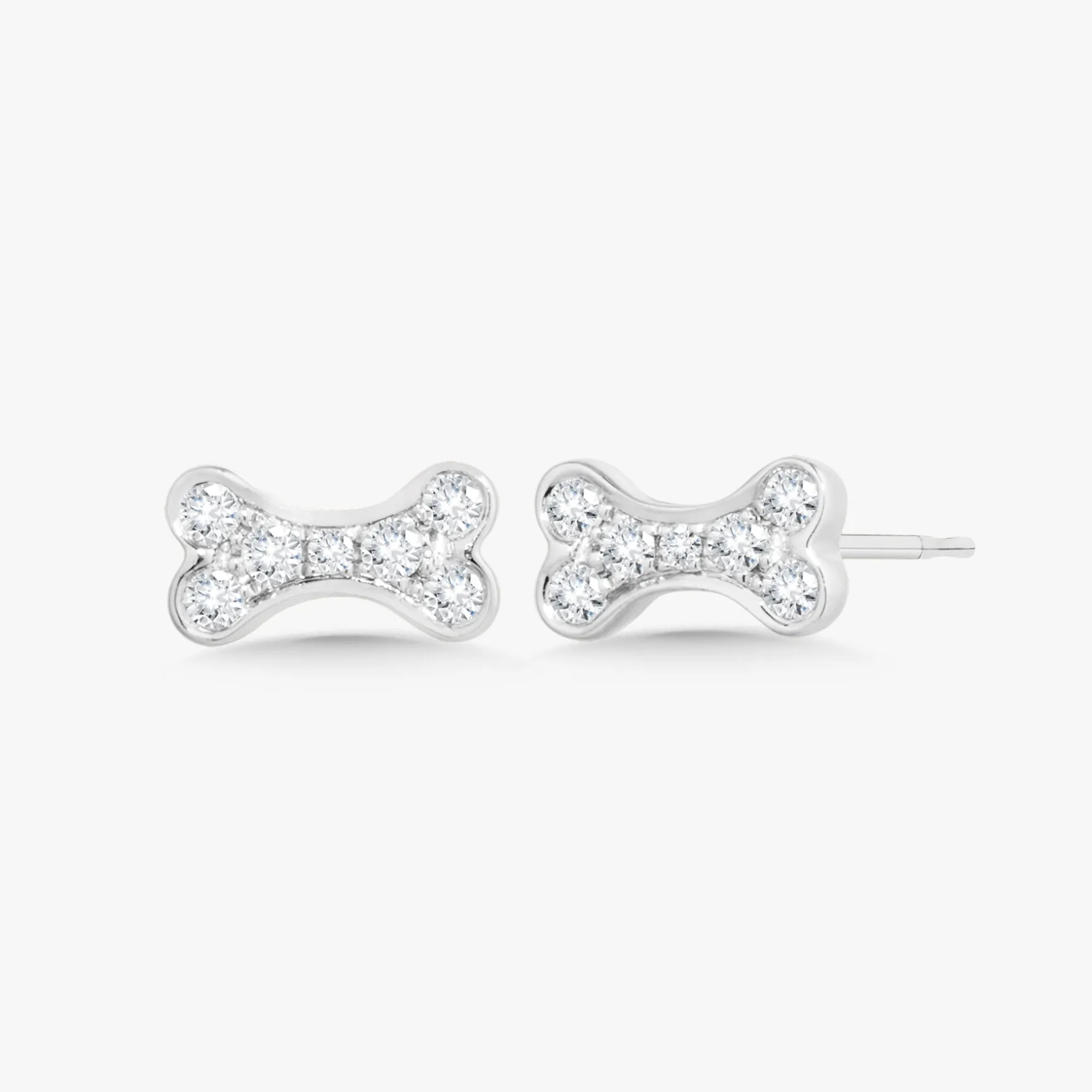 Remi Tiny Diamond Dog Bone Stud Earrings