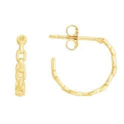 Reo Oval Chain Link Gold Hoop Earrings