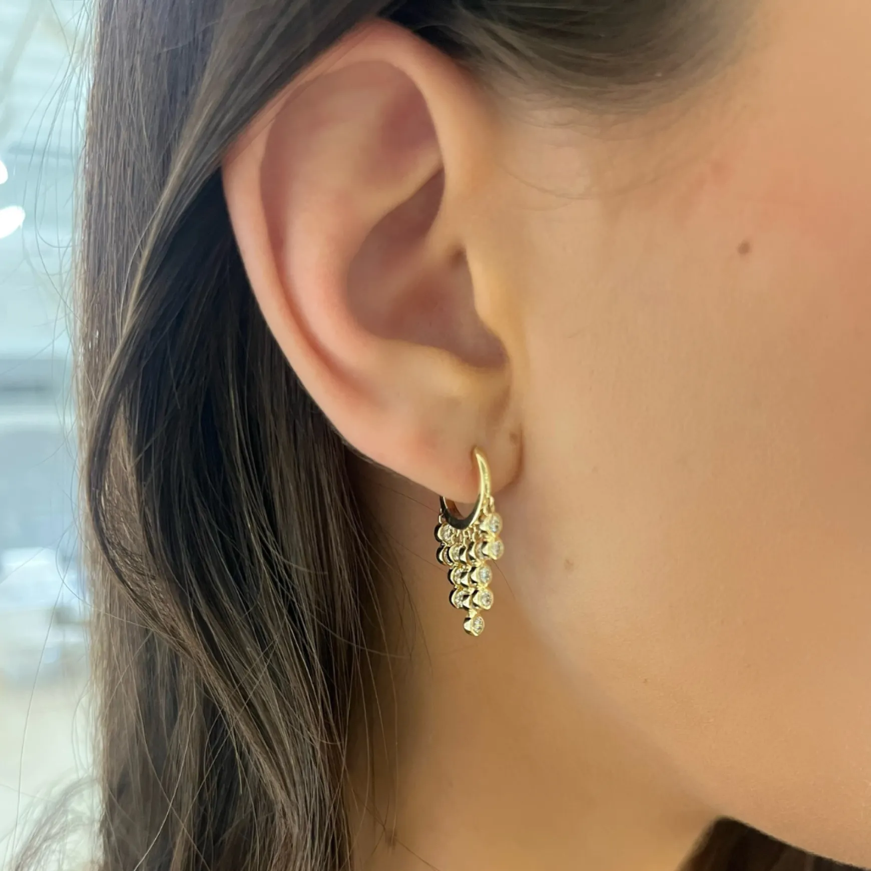 Romy Dangle Drop Hoops 1.36 ctw