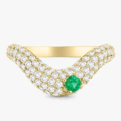 Ronan Emerald and Diamond Pave Swoop Ring