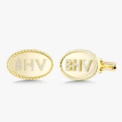Rope Pave Diamond Oval Cuff Links