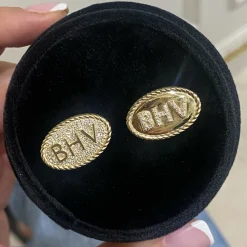 Rope Pave Diamond Oval Cuff Links