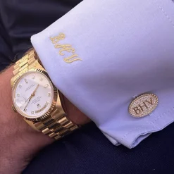 Rope Pave Diamond Oval Cuff Links