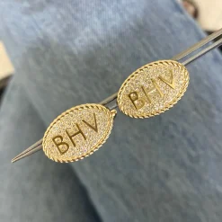 Rope Pave Diamond Oval Cuff Links