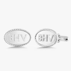 Rope Pave Diamond Oval Cuff Links