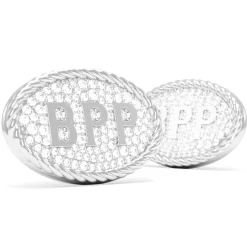 Rope Pave Diamond Oval Cuff Links