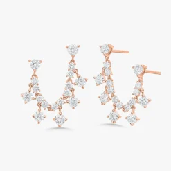 Round Drops Double Piercing Diamond Stud Earrings 1.76 ctw