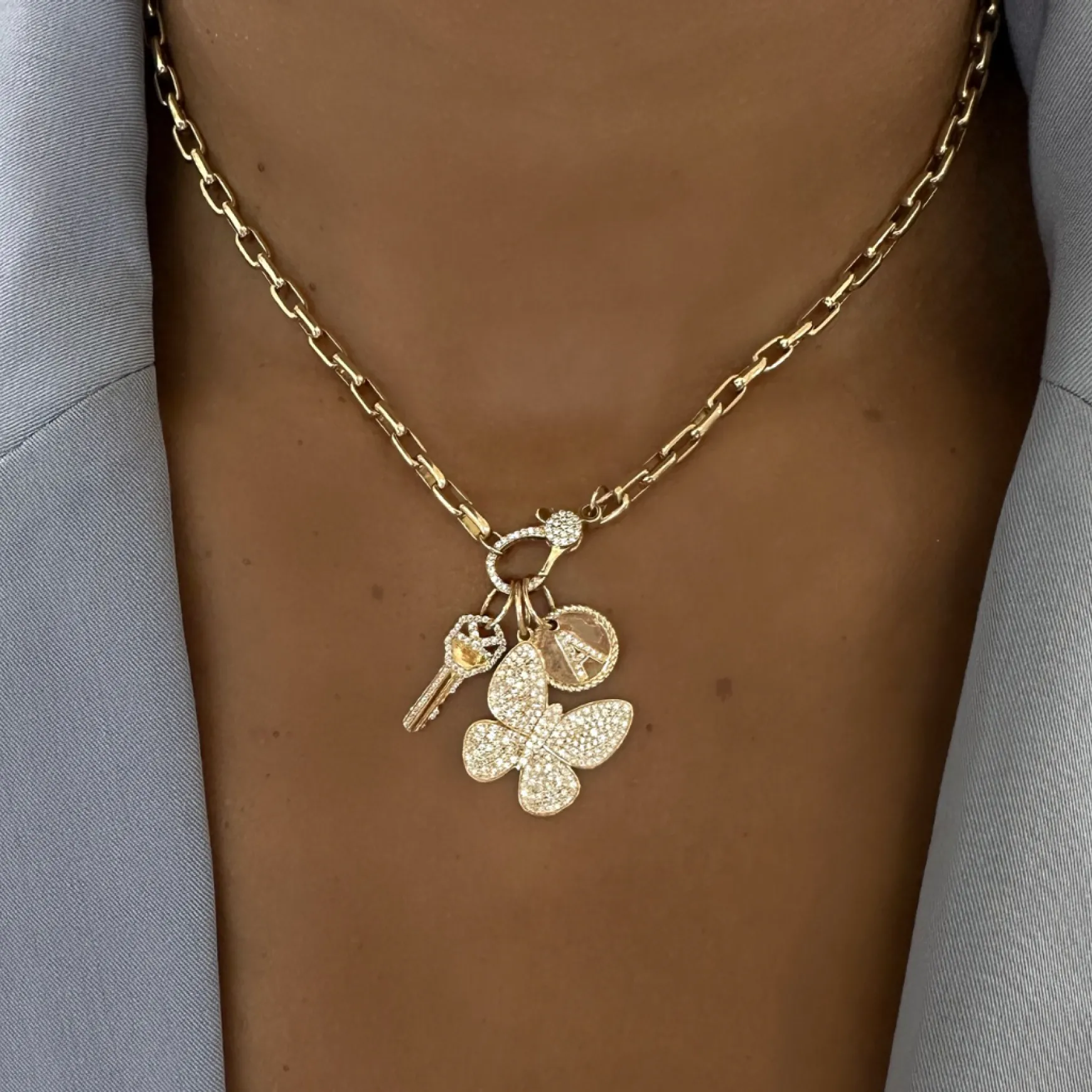 Round Rope Diamond Initial Charm