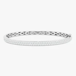 Rounded Two Row Diamond Bangle Bracelet 2.30 ctw