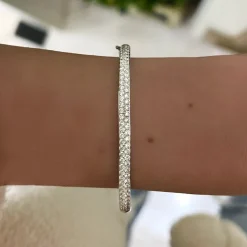 Rounded Two Row Diamond Bangle Bracelet 2.30 ctw