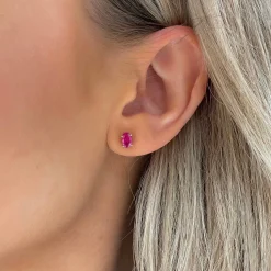 Ruby Oval Stud Earrings
