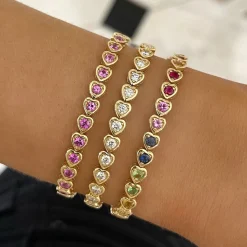 Ryleigh Rainbow Heart Adjustable Tennis Bracelet 3.19 ctw