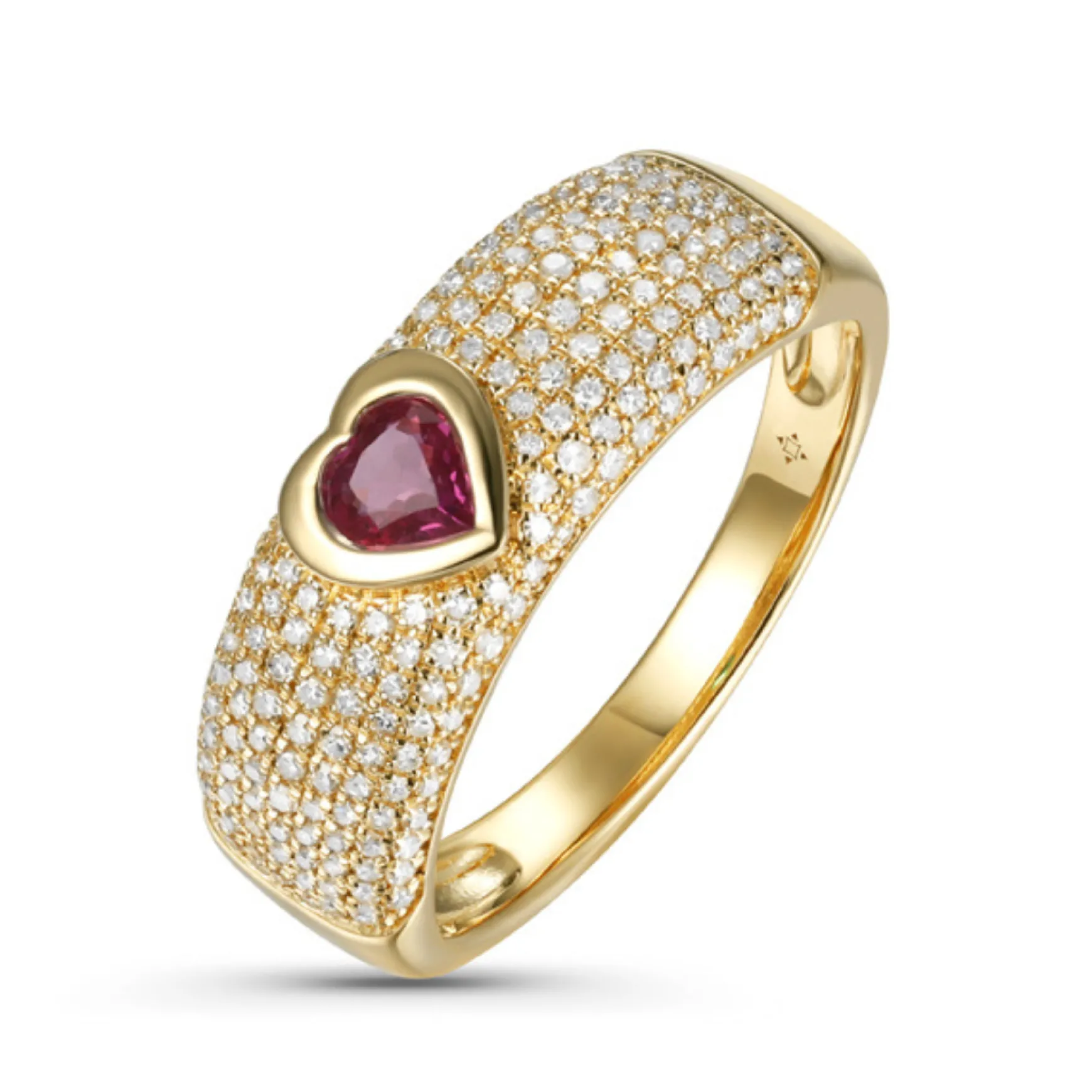 Sailor Ruby Heart & Pave Diamond Cigar Band