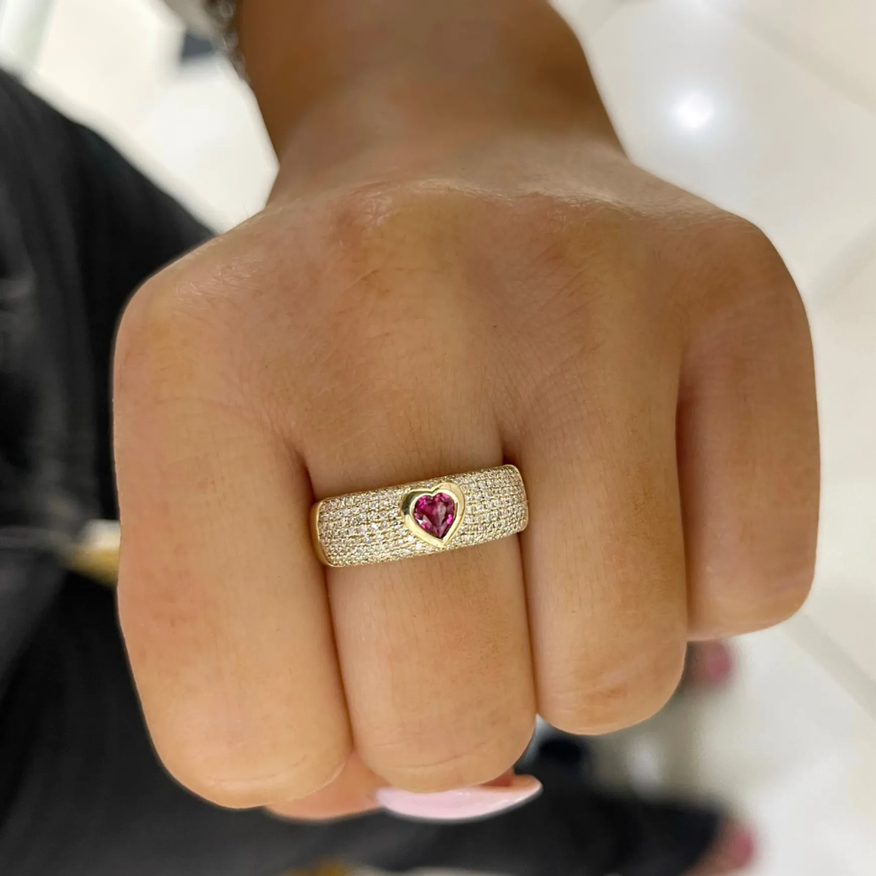 Sailor Ruby Heart & Pave Diamond Cigar Band