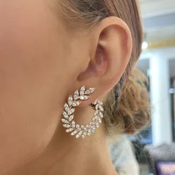 Sienna Diamond Ivy Front Facing Hoop Earrings