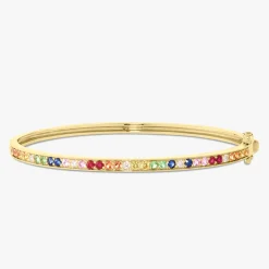 Skye Rainbow Gemstone and Diamond Bangle Bracelet