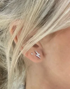 Skyler Tiny Lightning Bolt Diamond Stud Earrings
